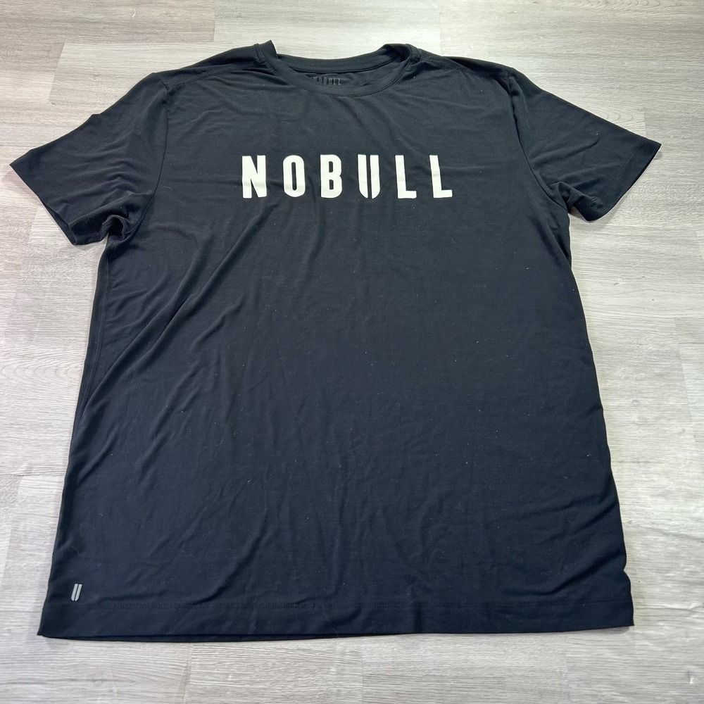NOBULL Shirt Mens XL Black Just The Horns Logo Tagless Graphic Training Tee